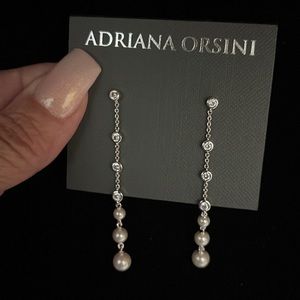 ADRIANA ORSINI Cubic Zirconia and Pearl Linear Earrings